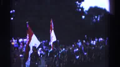Hagerstown Maryland USA (1966): Boy Scouts Walking Through A Parade Holding Their
