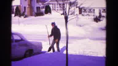 Hagerstown Maryland USA (1966): Teen With Snow Shovel Returning From Cleaning Up