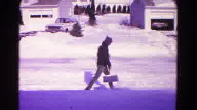 Hagerstown Maryland USA (1966): One Man Removing Snow From The Street With A Pan