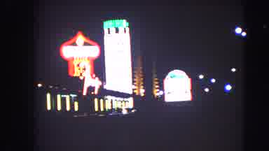 Las Vegas Nevada (1966): Lights In City On A Black Night Las Vegas Old Cars