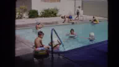 Las Vegas Nevada (1966): Group Of Kids Playing And Swimming In The Clear Water Of