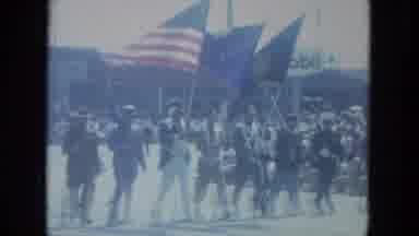 Milwaukee Wisconsin (1966): A Band Parade In Uniformed Order Many People Walking