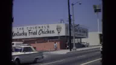 San Pedro California USA (1966): Driving By The Old Kentucky Fried Chicken Before