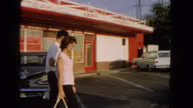San Pedro California USA (1966): Happy Women Walking Sunshine Elegante Cars Men