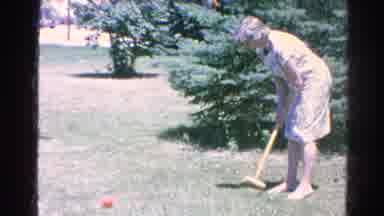Silver Lake California (1966): Family Playing A Game Of Croquet Outside In The