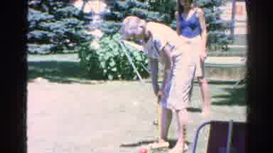Silver Lake California (1966): Older Woman And Younger Lady Play Croquet Together