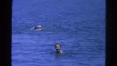 Silver Lake California (1966): Beach Swimming Man Women Ball Pink Ocean Stairs