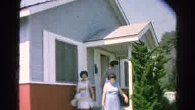 Silver Lake California (1966): Three Ladies In Lavender Dresses And One Man Leave