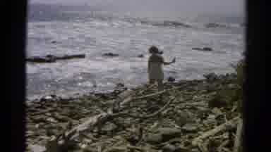 Silver Lake California (1966): Ocean Waves Crashing Kids Walking Across The Shore
