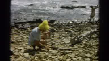 Silver Lake California (1966): Women By The Sea Shore Collecting Rocks And Items