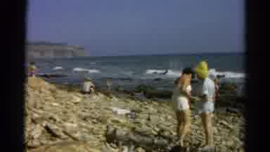 Silver Lake California (1966): People Enjoying Their Vacations On The Rocky Shore