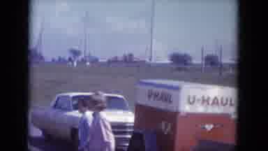 South Dakota USA (1966): People Speaking In Front Of Trailer And Car Later A Woman