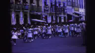 Brazil (1967): Girls In White Dress With Blue Ribbons Parade Through The Streets
