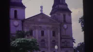 Brazil (1967): Large Building White And Grey Church With Windows And Clock House