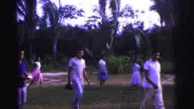 Brazil (1967): Three Men And Three Women Walking Outside While One Man Greets
