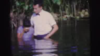 Brazil-1967: Man Baptizing People In Water Spiritual Missionary River
