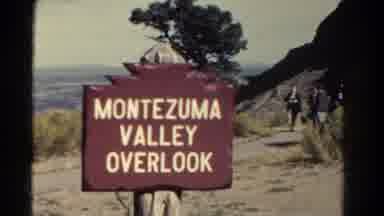 Colorado US (1967): The Montezuma Valley Overlook Red Sign In The Path And People