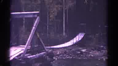 Colorado USA (1967): Man-Made Wooden Rope Bridge In A Deciduous Forest Panorama