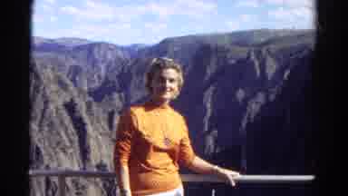 Colorado USA (1967): Lady Poses For Picture At Canyon And Another Woman Walks In