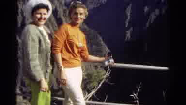 Colorado USA (1967): Women Pose For Camera At Scenic View Behind Metal Pole