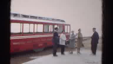 Colorado USA (1967): Seven People Standing Next To A Train Car Or Trolley Car