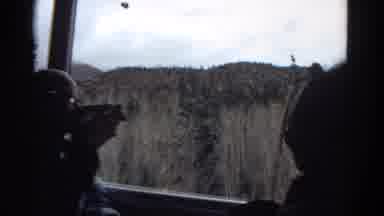 Colorado USA (1967): Soldier Man's Gun In A Helicopter As It Flies Over A Forest