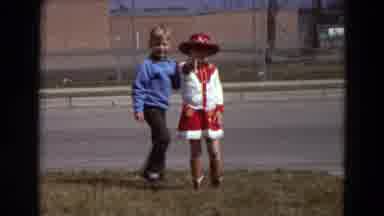 Detriot Michigan (1967): Girl And Boy Playing Ball Outside