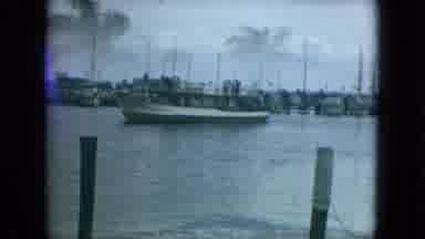 Florida (1967): Large Boat Moving Through The Water Near A Port On A Sunny Day