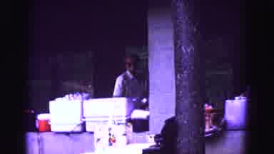 Galena Illinois USA (1967): People Child On Man's Shoulders Man Waving Drinks On