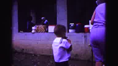 Galena Illinois USA (1967): Children Follow Woman While She Places A Birthday Gift