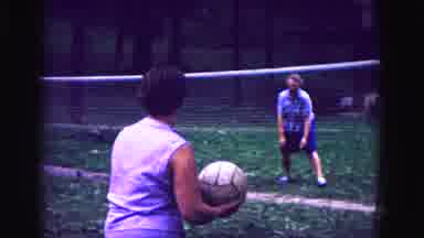 Galena Illinois USA (1967): Two Ladies Playing Volleyball In A Garden In Summer
