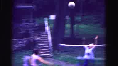 Galena Illinois USA (1967): Two Women Playing Volleyball In A Yard With A Net