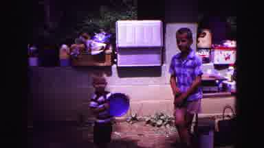 Galena Illinois USA (1967): Children Stop Playing To Join Family At A Picnic