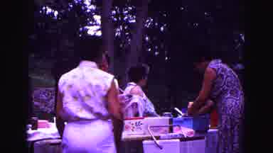 Galena Illinois USA (1967): A Group Of Women Prepare Food Outside At A Table For A