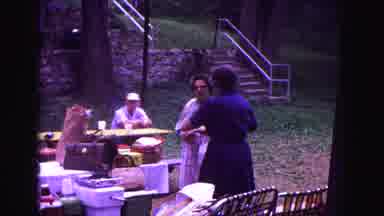 Galena Illinois USA (1967): Tree Women Have Outdoors Lunch In Picnic Tables While