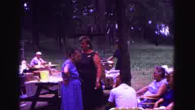 Galena Illinois USA (1967): People Assemble At Picnic Tables Outside Covered With