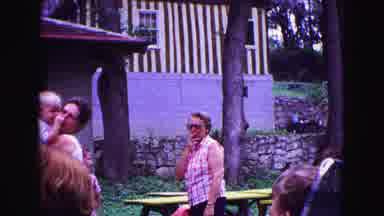 Galena Illinois USA (1967): Large Tall Man Walking Up To Attend A Picnic At A Park