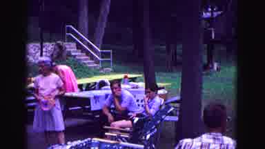 Galena Illinois USA (1967): Family Sits At Picnic Tables On Fold Out Chairs With