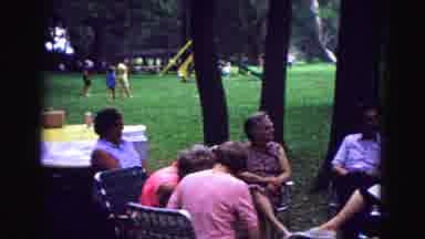 Galena Illinois USA (1967): Women And Men Sitting In Lawn Chairs At A Public Park