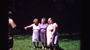 Galena Illinois USA (1967): Four Old Lady In Group Moving Around