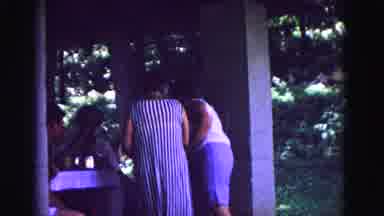 Galena Illinois USA (1967): A Family On A Patio Preparing For Something Reaching