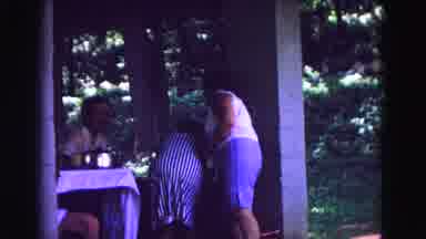 Galena Illinois USA (1967): People Talk And Drink At A Park Pavillion In The Woods
