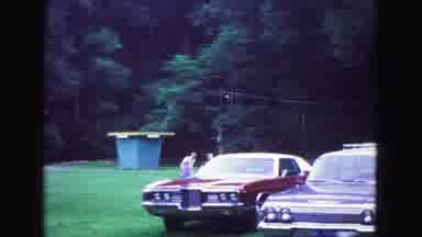 Galena Illinois USA (1967): Two Boys Running Fast Across A Yellow Bridge Towards