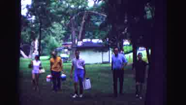 Galena Illinois USA (1967): Men And Women Carrying Lunch Boxes Walk Toward A