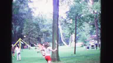 Galena Illinois USA (1967): Friends Play Badminton In Park With A Lot Of Joy And