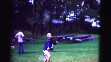 Galena Illinois USA (1967): People Playing Badminton On Sunny Day In Park Setting