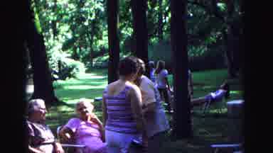 Galena Illinois USA (1967): Elderly People Enjoying An Outdoor Picnic On A Shady