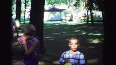 Galena Illinois USA (1967): Family Picnic In The Woods Where A Boy Shows Off His