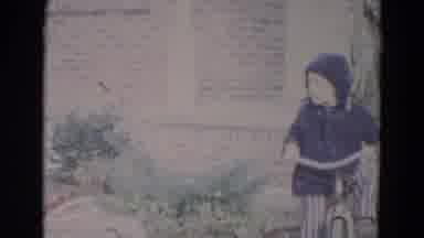 Lincoln Nebraska (1967): Child Brother Learning Ride Bicycle Tricycle Outside Near