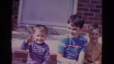 Lincoln Nebraska (1967): Three Young Children Sitting On Front Steps Of House